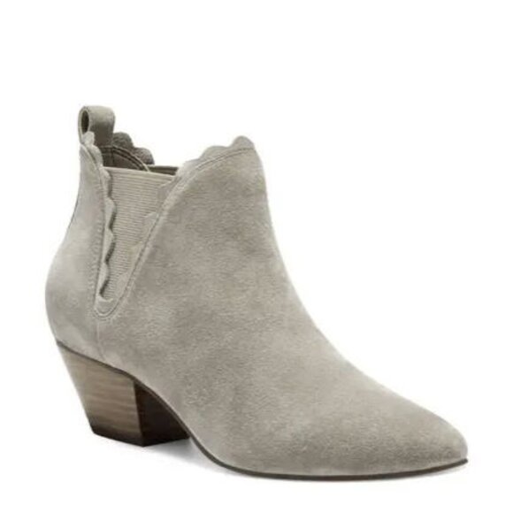 New Sole Society Candrah Cow Split Suede Leather Ankle Bootie , Mushroom 7 - Picture 9 of 10